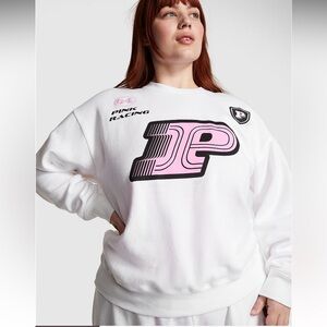 Victoria’s Secret PINK Ivy Fleece Classic Crew Sweatshirt RACE DESIGN M